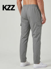 Pantalon cargo uni gris clair — vue portée de dos