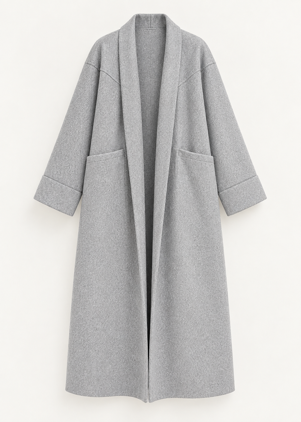 Manteau oversize gris, vue de face de la pièce isolée