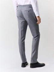 Pantalon slim gris à rayures, vue portée de dos
