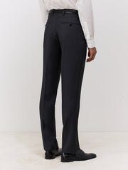 Pantalon regular anthracite — vue de profil. Soniel Paris.