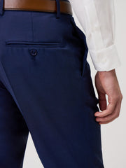 Pantalon regular bleu indigo — vue de dos. Soniel Paris.