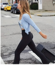 Pantalon croisé Victoire noir, vue portée de profil
