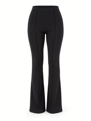 Pantalon évasé à surpiqûres noir, pièce seule, vue de face