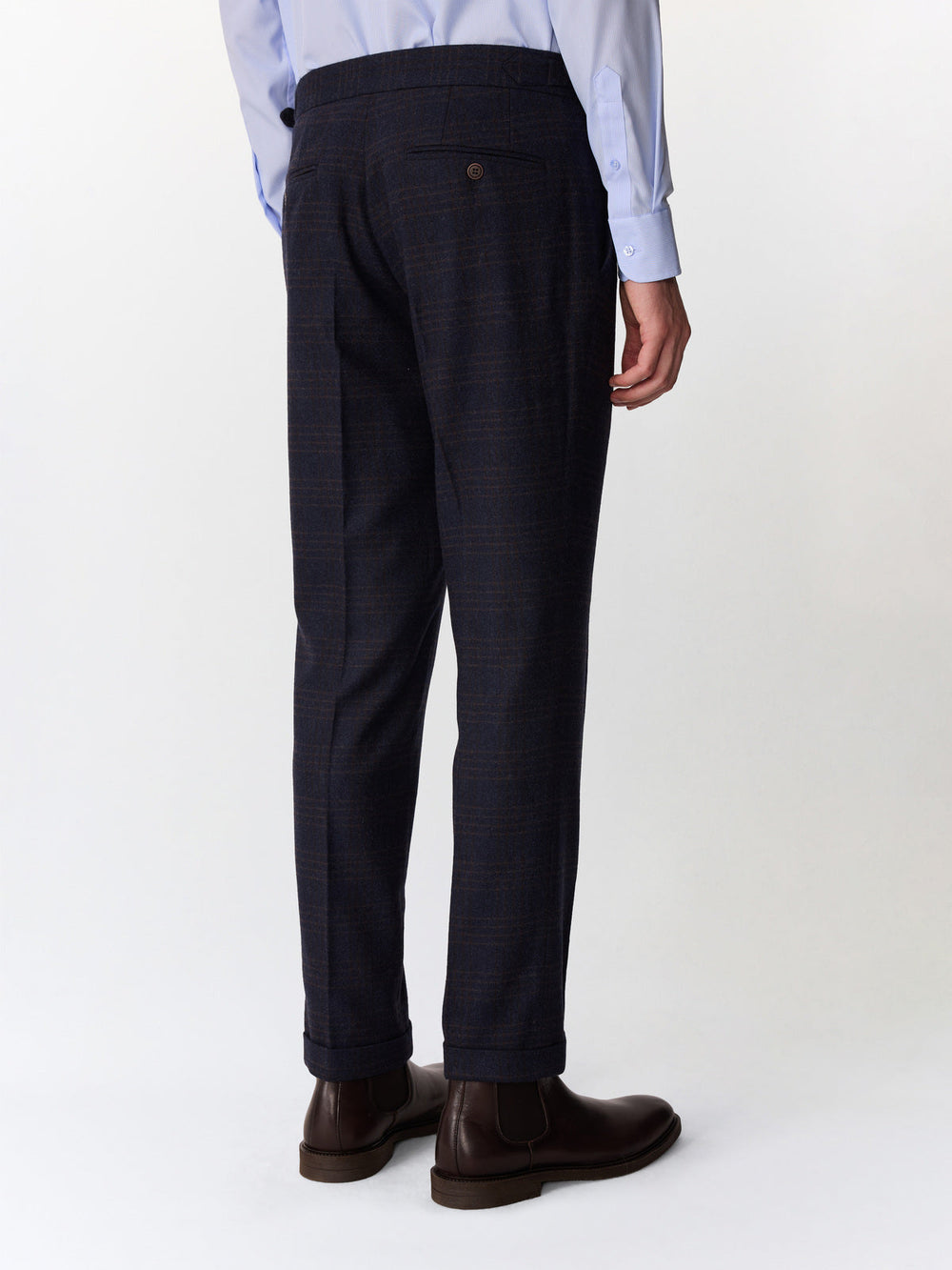 Pantalon indigo prince de Galles — vue portée de dos