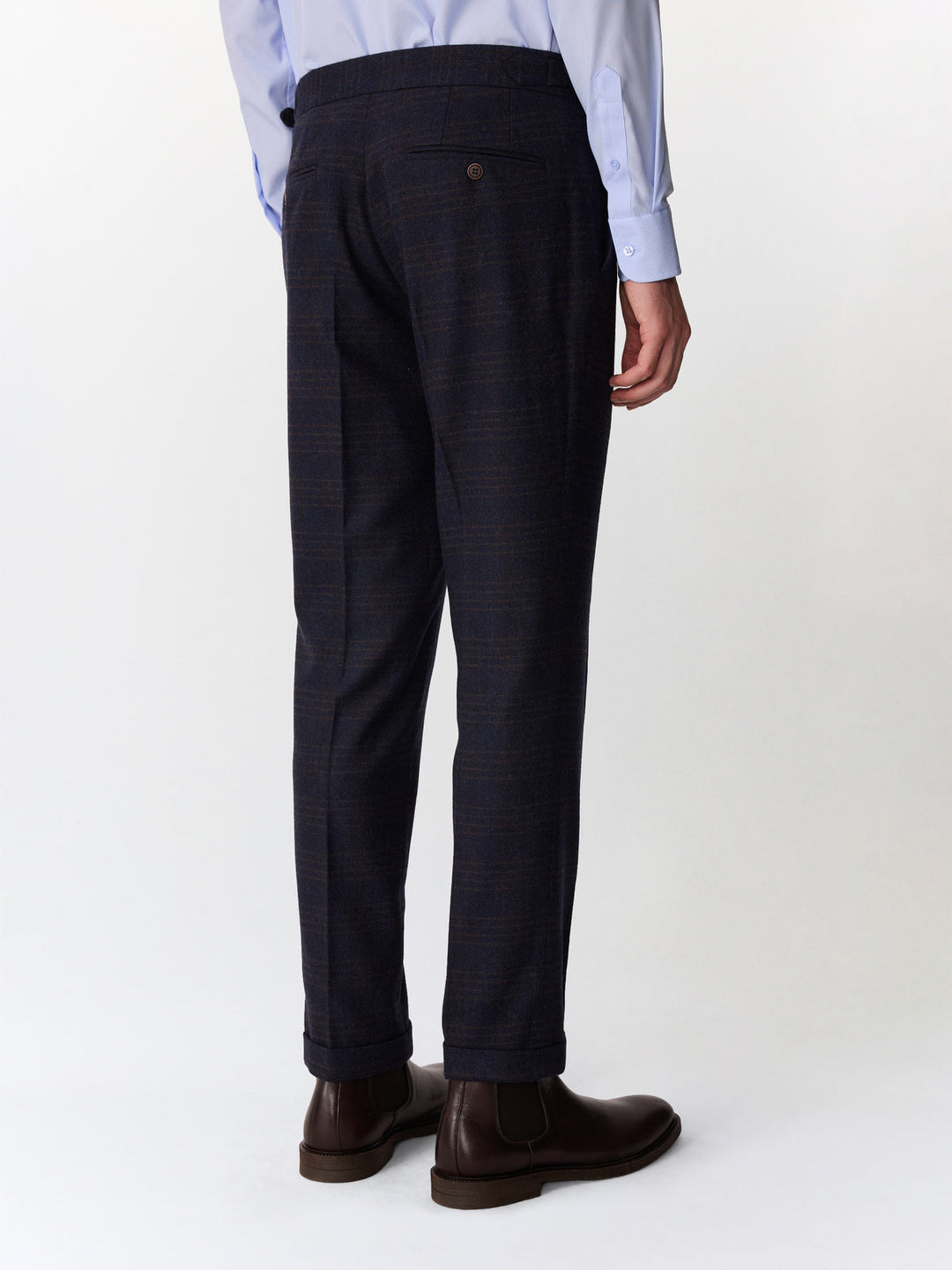 Pantalon indigo prince de Galles — vue portée de dos