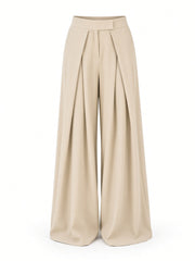 Pantalon large à plis beige, pièce seule, vue de face