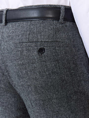 Pantalon slim anthracite prince de Galles — gros plan tissu et poche arrière