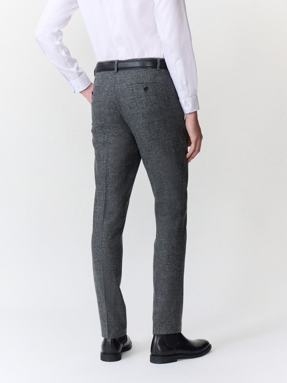 Pantalon slim anthracite prince de Galles — vue portée de dos