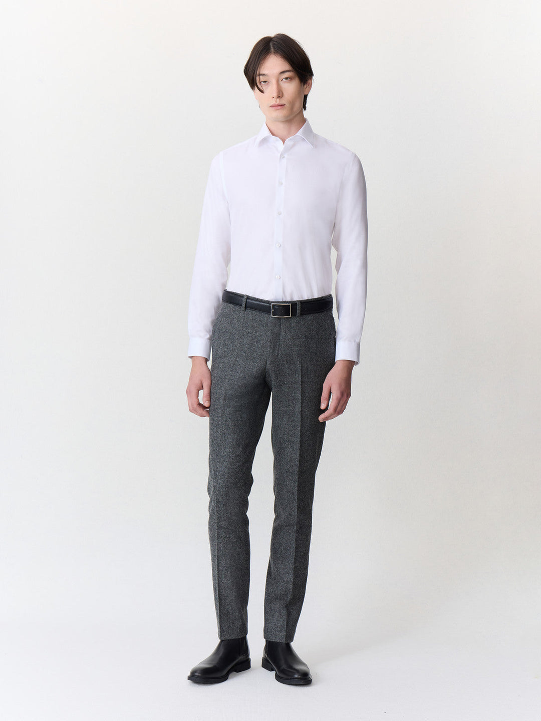 Pantalon slim anthracite prince de Galles — vue portée en pied