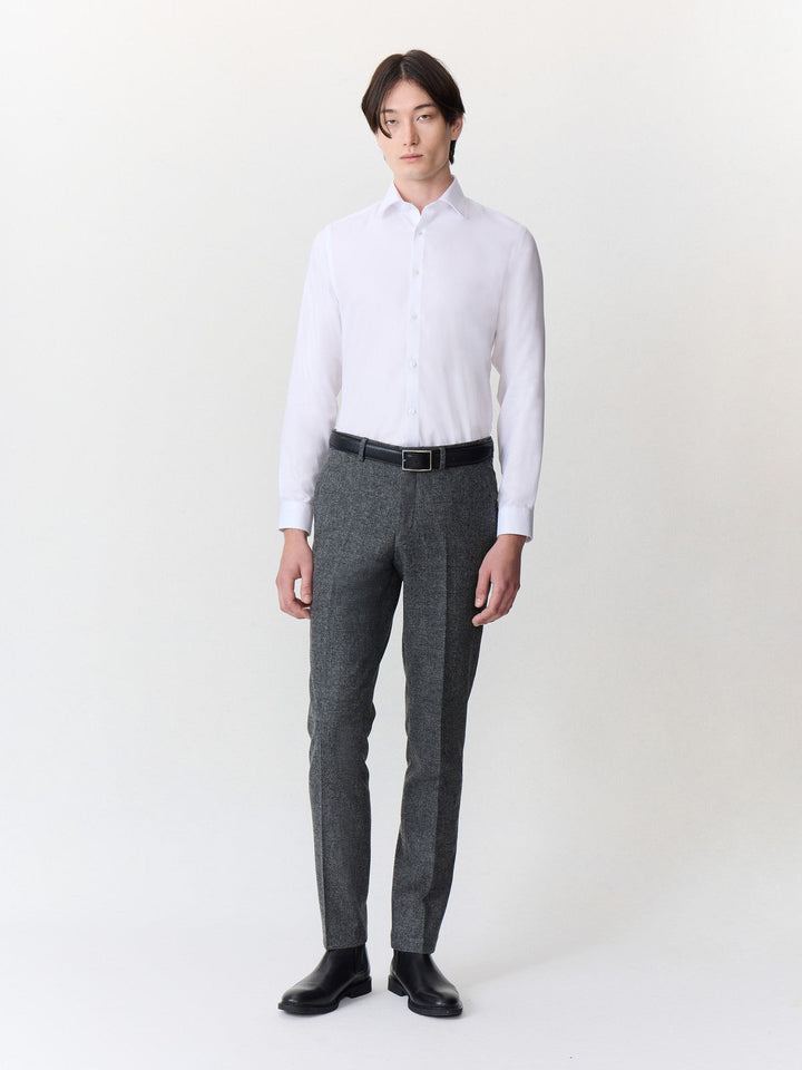 Pantalon slim anthracite prince de Galles — vue portée en pied