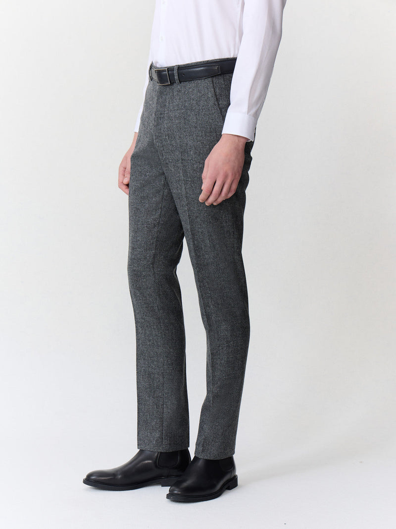 Pantalon slim anthracite prince de Galles — vue portée de face