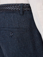 Pantalon indigo prince de Galles, détail de la poche arrière