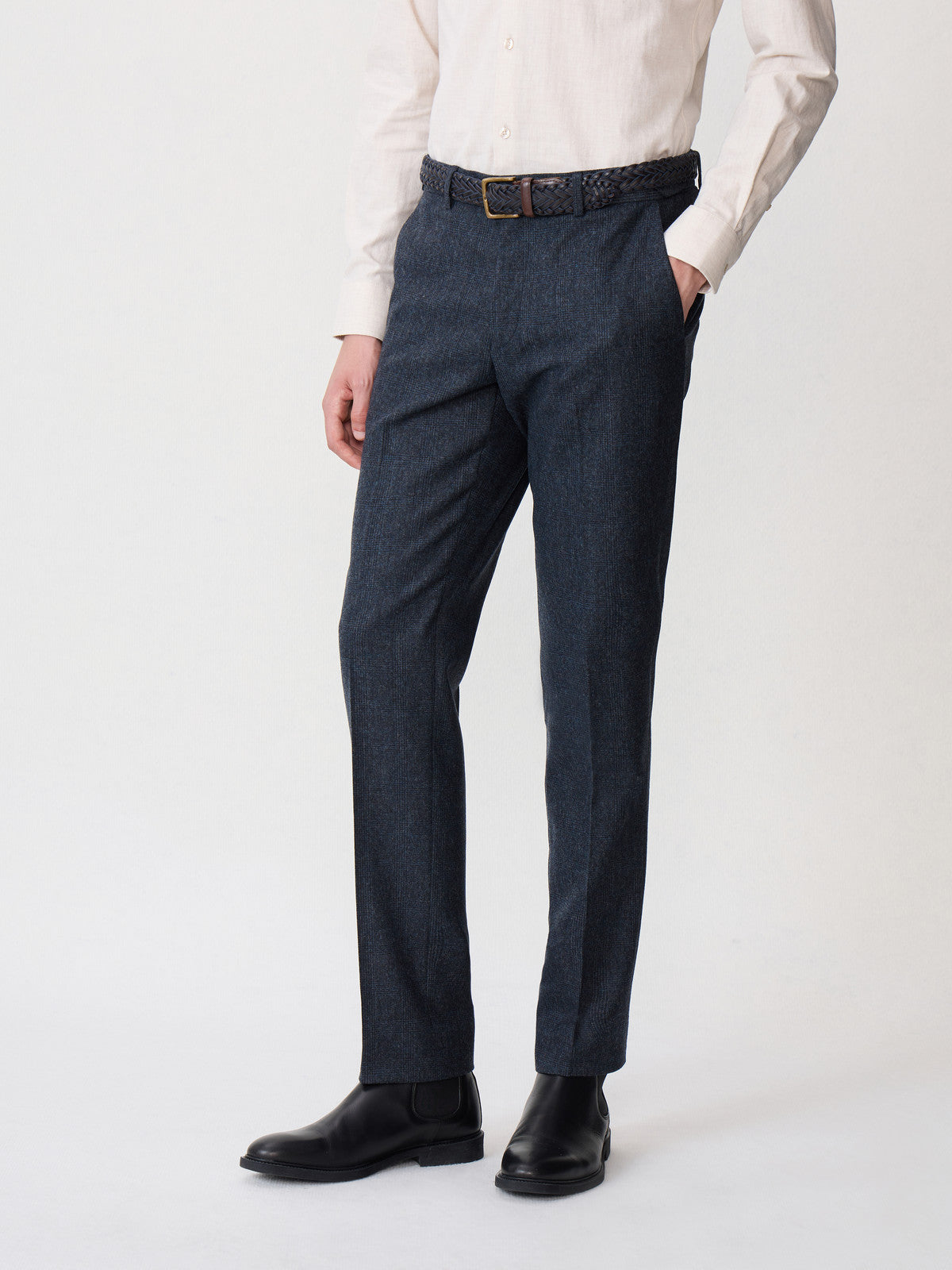 Pantalon indigo prince de Galles, vue portée de face