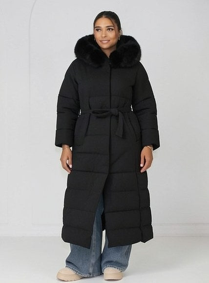Parka longue noire décontractée