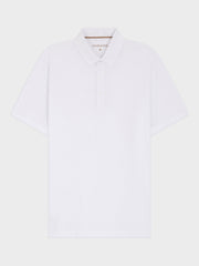 Polo ajusté en maille blanc — vue à plat