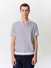Polo classique maille bleu marine — vue portée de face