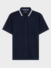 Polo maille bleu marine — pièce isolée, vue de face