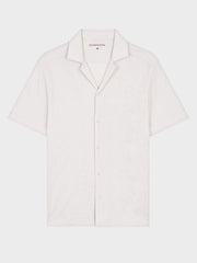 Chemise manches courtes maille beige — vue à plat