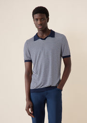 Polo rayures bleu marine — vue portée de face