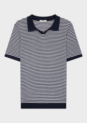 Polo rayures bleu marine — pièce isolée, vue de face