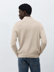 Polo coton soie beige — vue portée de dos