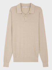 Polo coton soie beige — pièce isolée, vue de face