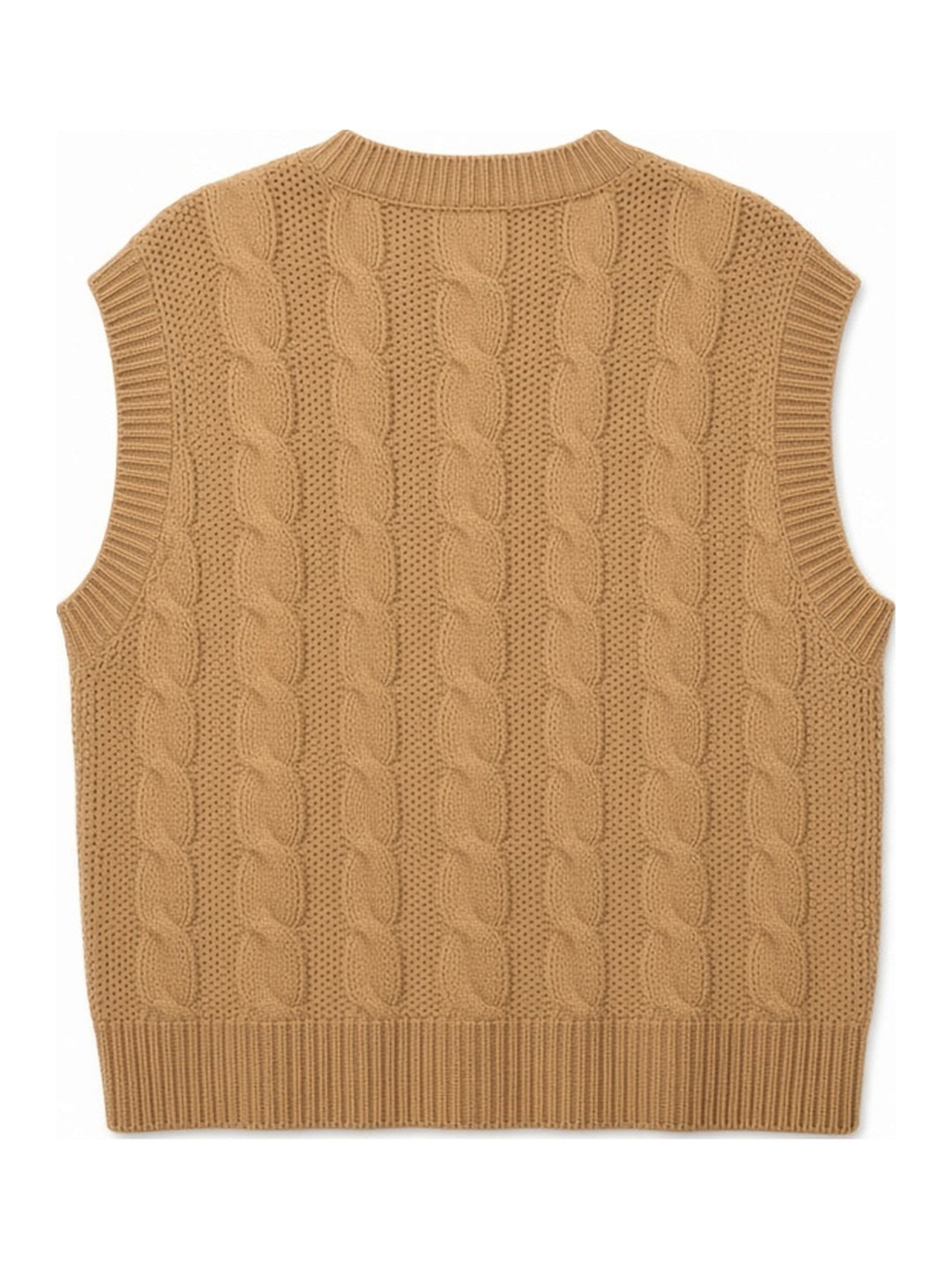 Pull sans manches à torsades, vue de dos
