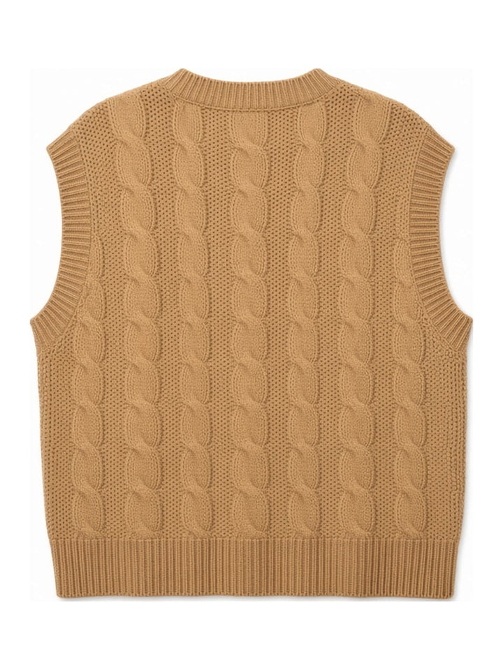 Pull sans manches à torsades, vue de dos