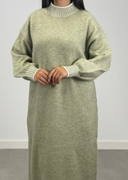 Robe pull longue vert clair
