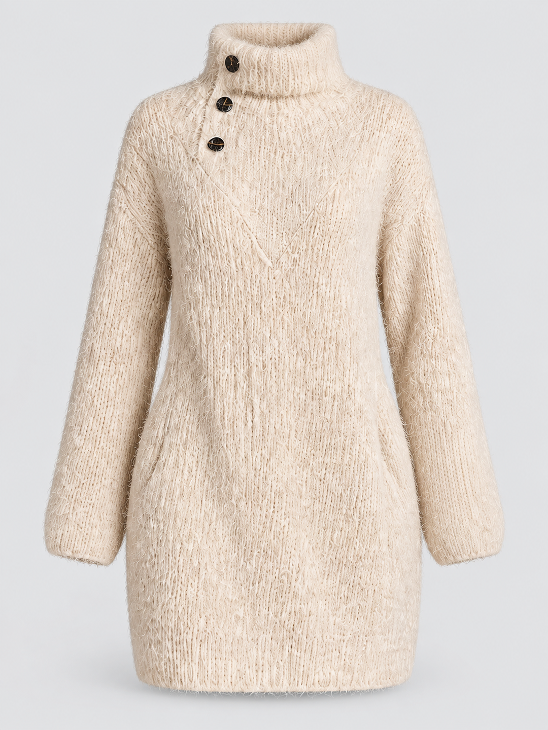 Robe col montant blanc cassé isolée, vue de face