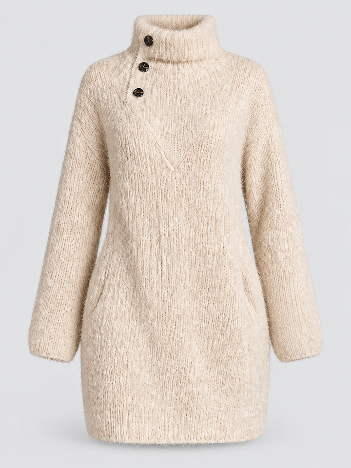 Robe col montant blanc cassé isolée, vue de face