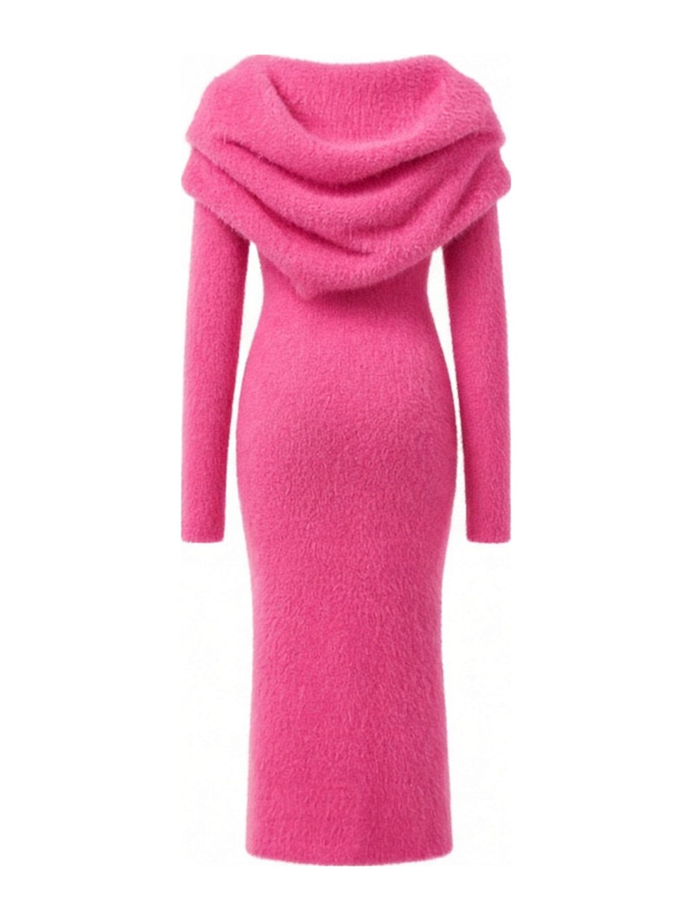 Robe longue rose à col drapé, vue de dos