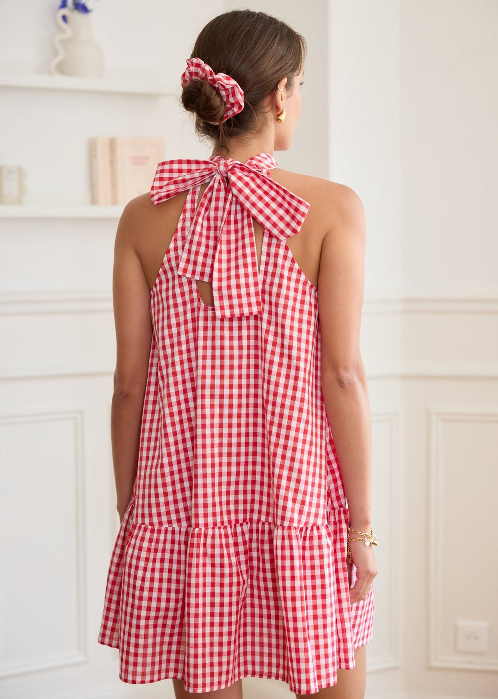 Robe courte vichy rouge