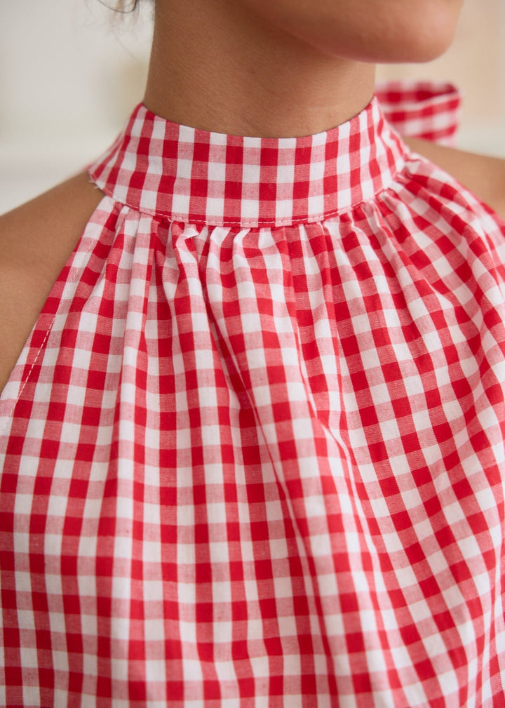 Robe courte vichy rouge