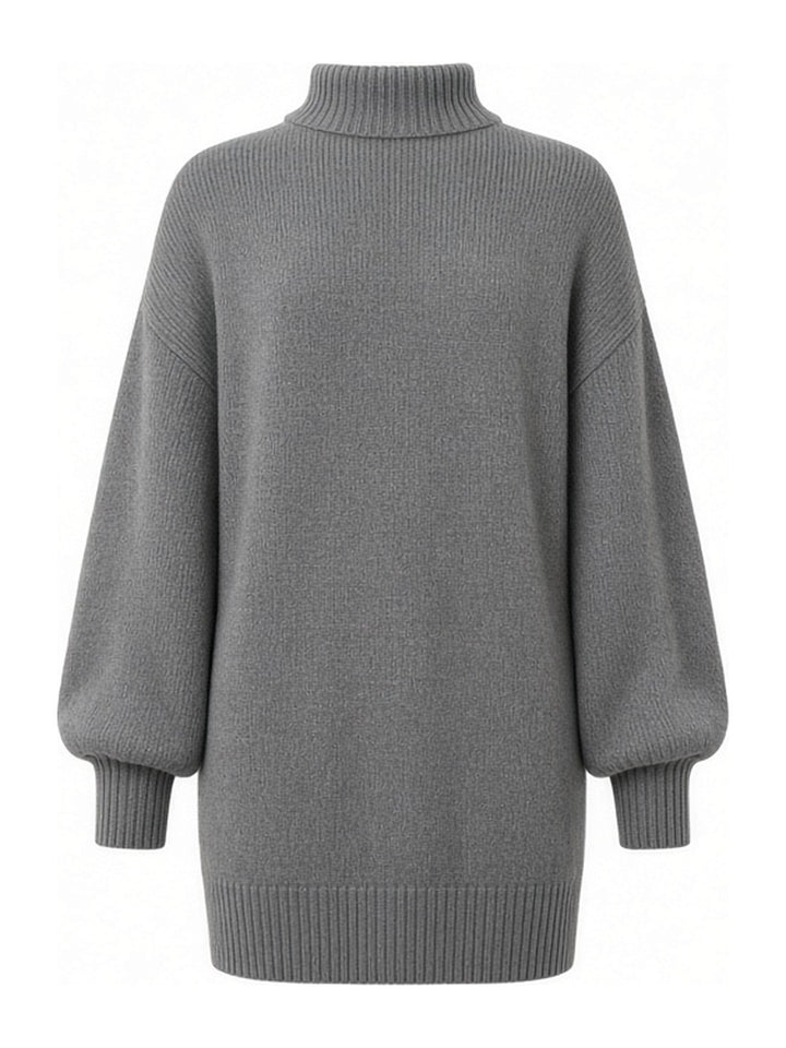 Robe-pull col roulé superposé, vue de dos