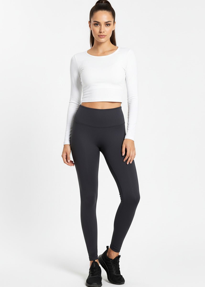 Legging sculptant gris foncé, vue portée de face