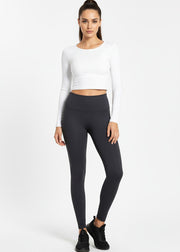 Legging sculptant gris foncé, vue portée de face