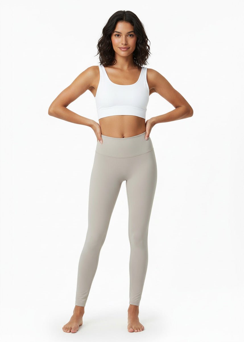 Legging sculptant beige, vue portée de face