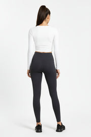 Legging sculptant gris foncé, vue portée de dos