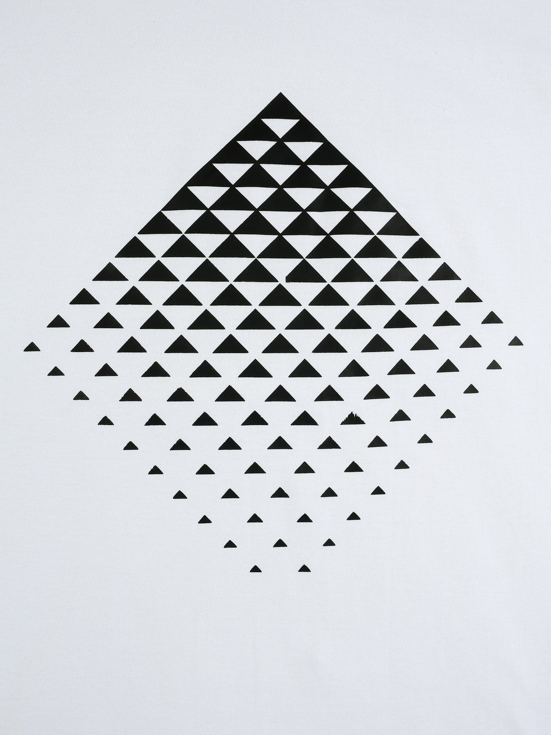 T-shirt à imprimé géométrique blanc, détail original de l'imprimé