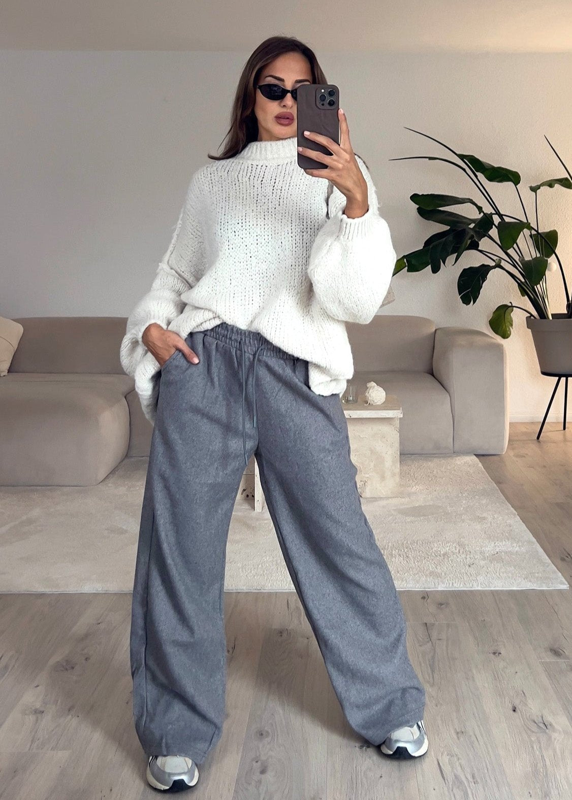 Jogging coupe droite gris