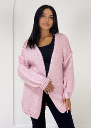 Cardigan maille rose