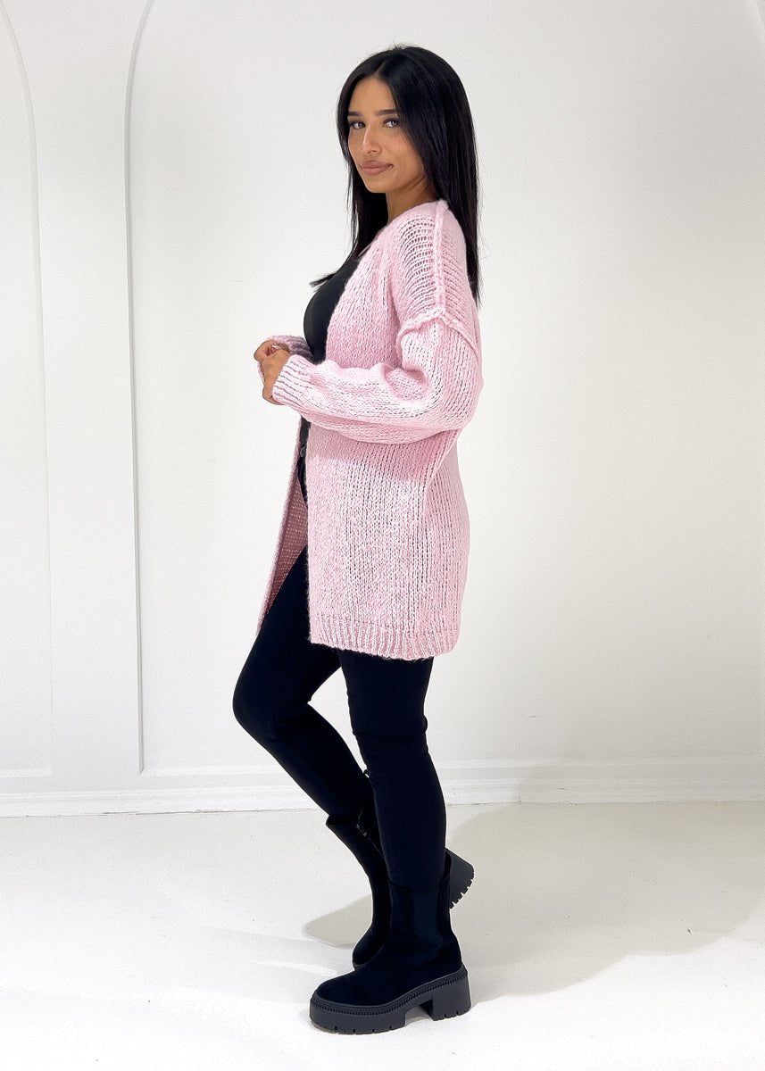 Cardigan maille rose
