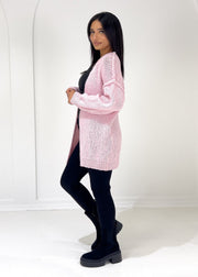 Cardigan maille rose