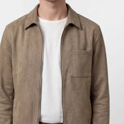 Surchemise taupe à poche poitrine