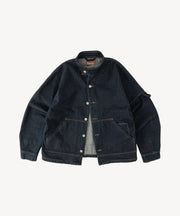 Veste Alpine denim — pièce isolée, vue de face