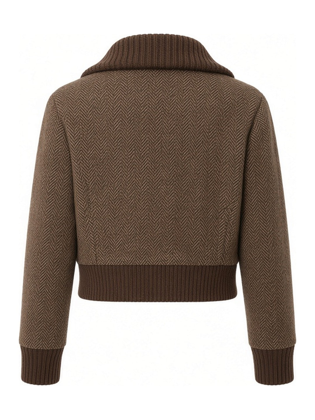 Veste brune à col contrastant, vue de dos