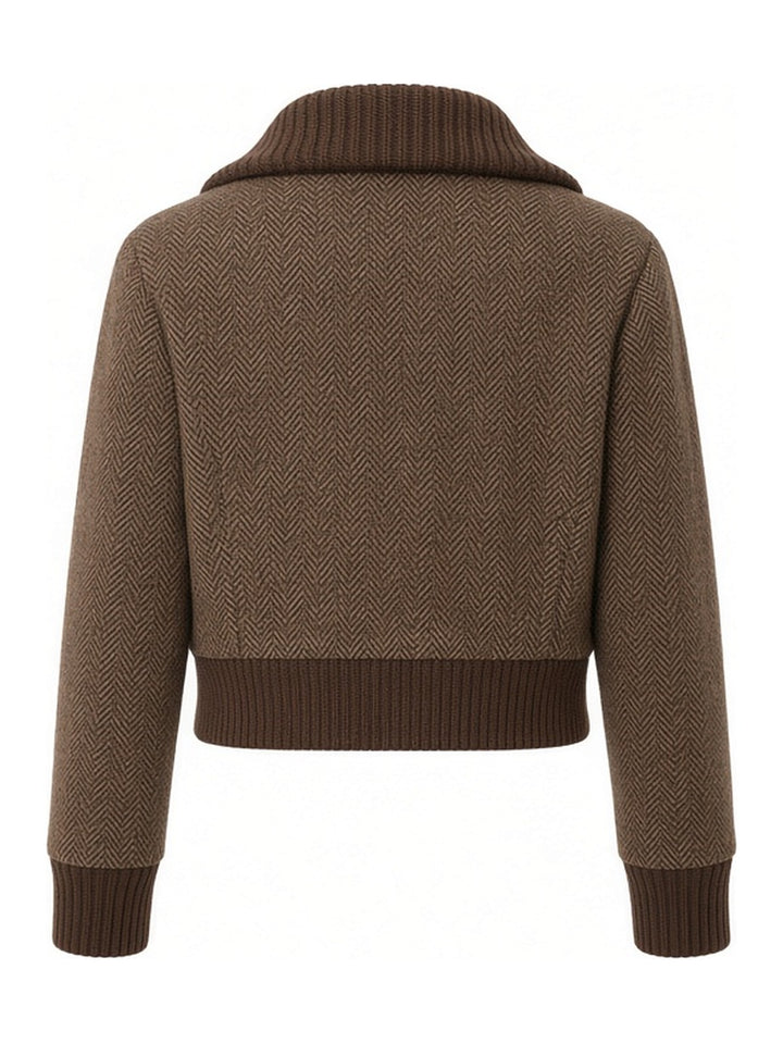 Veste brune à col contrastant, vue de dos