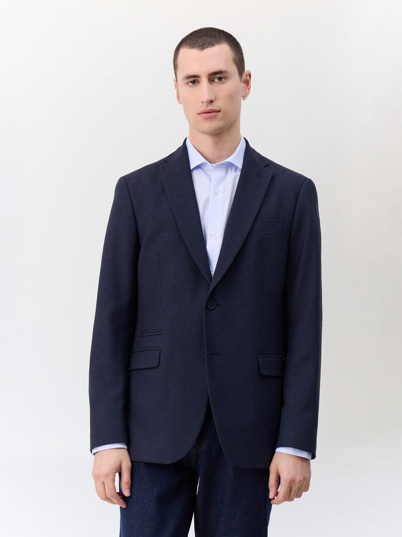 Veste regular bleu marine — vue portée de face
