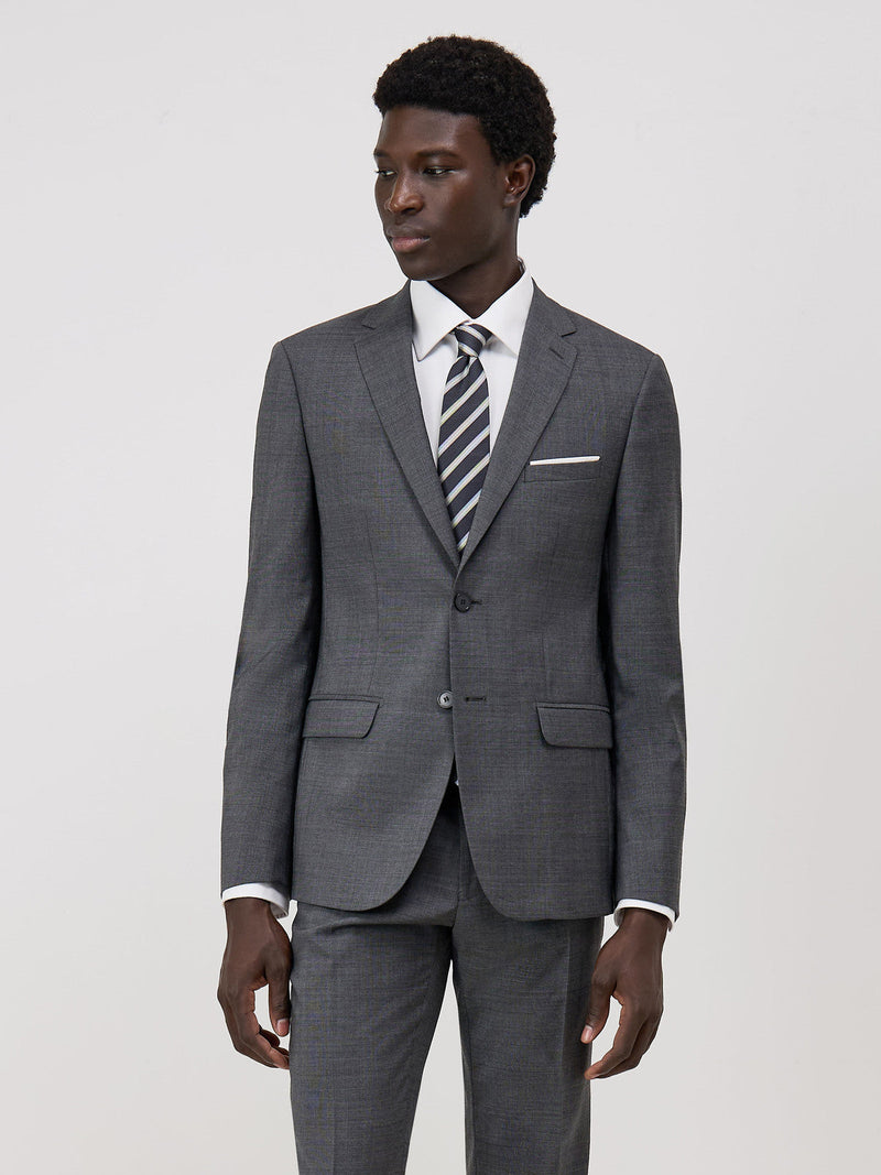 Veste de costume grise prince de Galles — vue de face. Soniel Paris.
